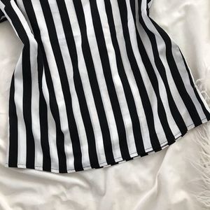 Tops - Black + White Striped Blouse Tops - Black + White Striped Blouse